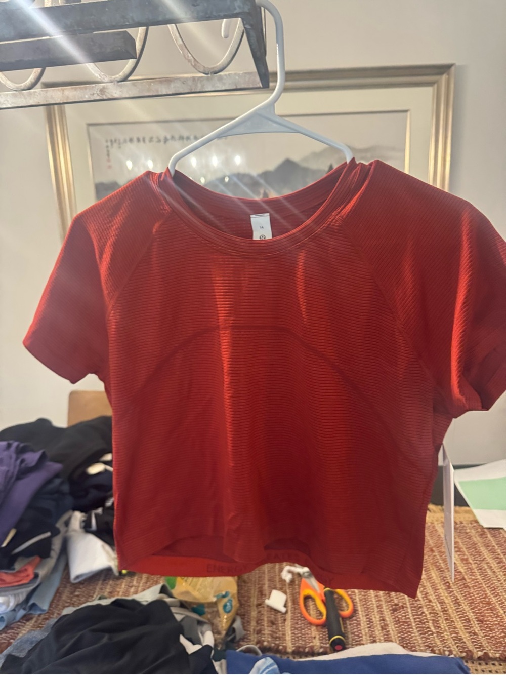 lululemon athletica Red Short Sleeve Crop Top